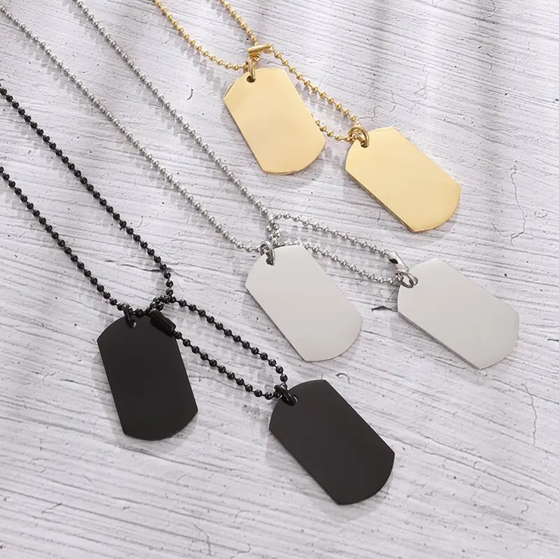 Mens Dog Tag Necklace - Simple Stainless Steel Double Dog Tag