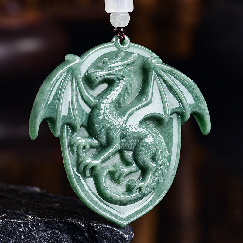 Jewelry & Watches Spółka Z Ograniczoną Odpowiedzialnością - Natural Burmese Jadeite Dragon Pendant Necklace