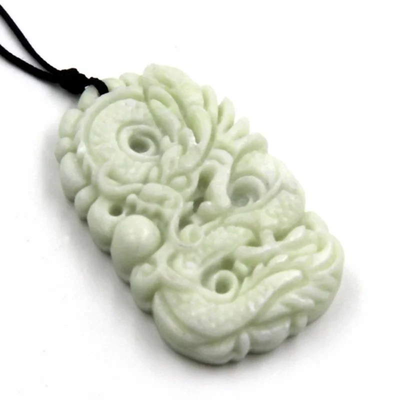 Natural White jade Dragon Phoe - Necklace Pendant ulasan dan harga