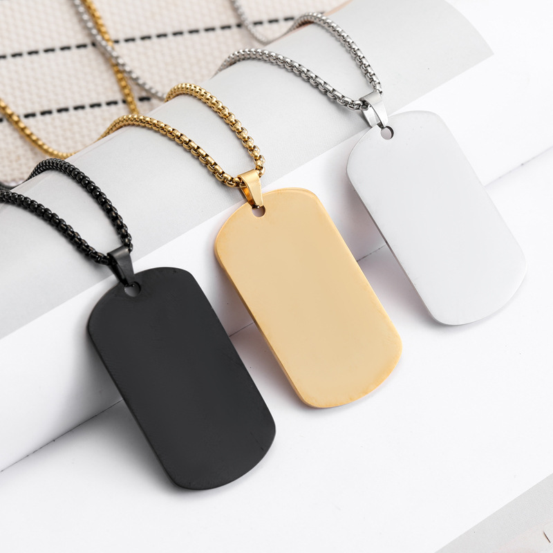 HNSP Plain Stainless Steel Sea - Mens Dog Tag Necklace ulasan dan harga