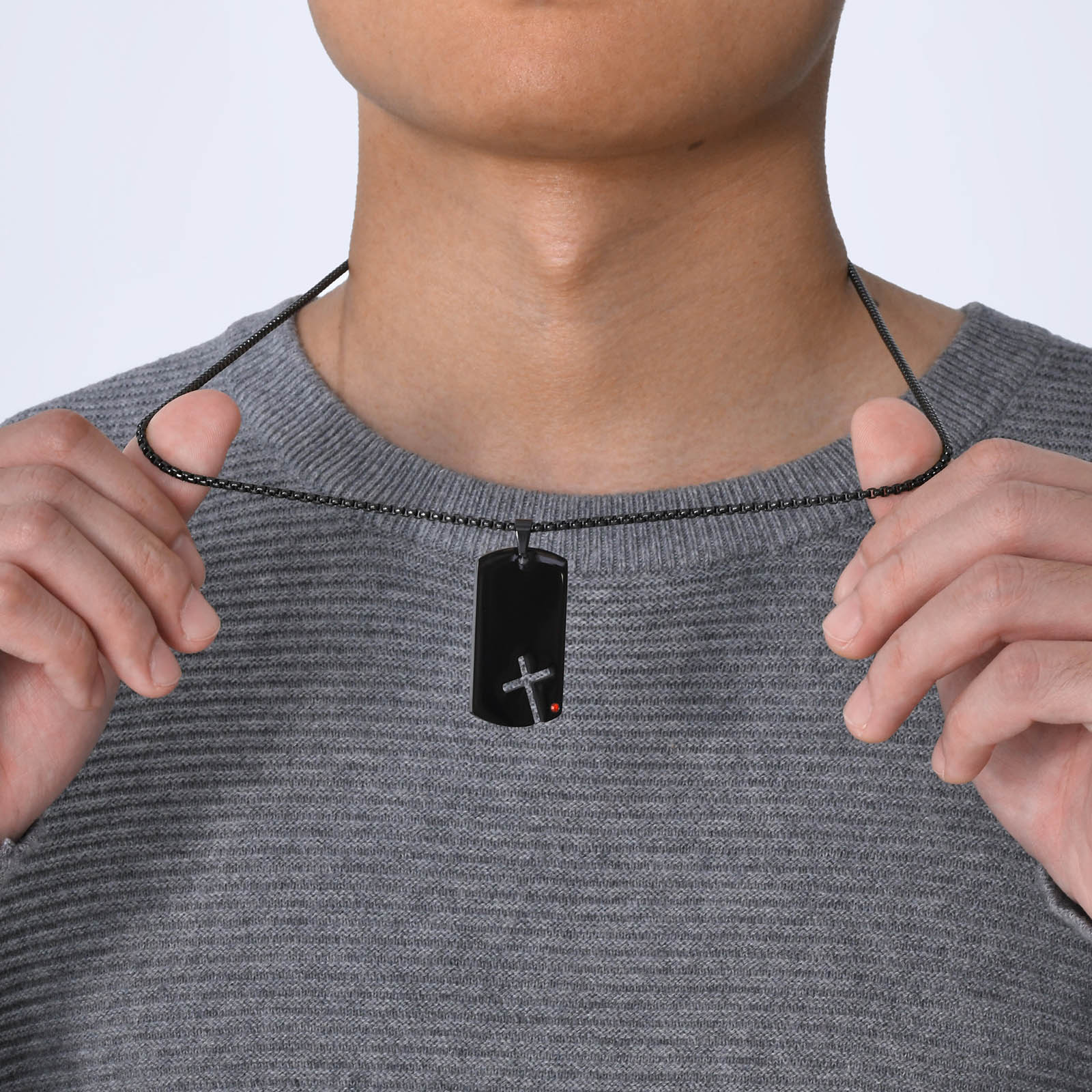 Hollow Cross DogTag Necklaces  - Mens Dog Tag Necklace ulasan dan harga
