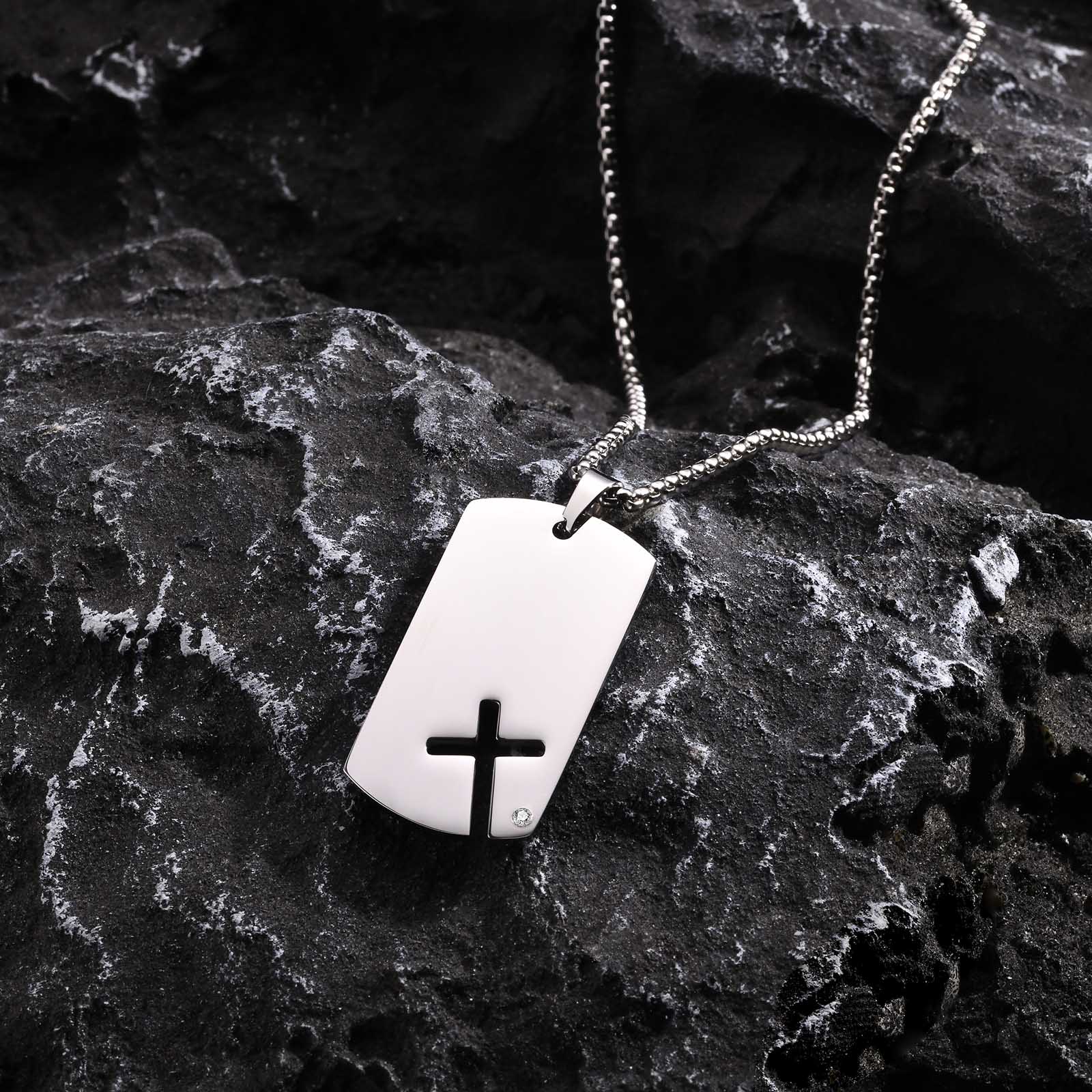 Hollow Cross DogTag Necklaces  - Mens Dog Tag Necklace ulasan dan harga