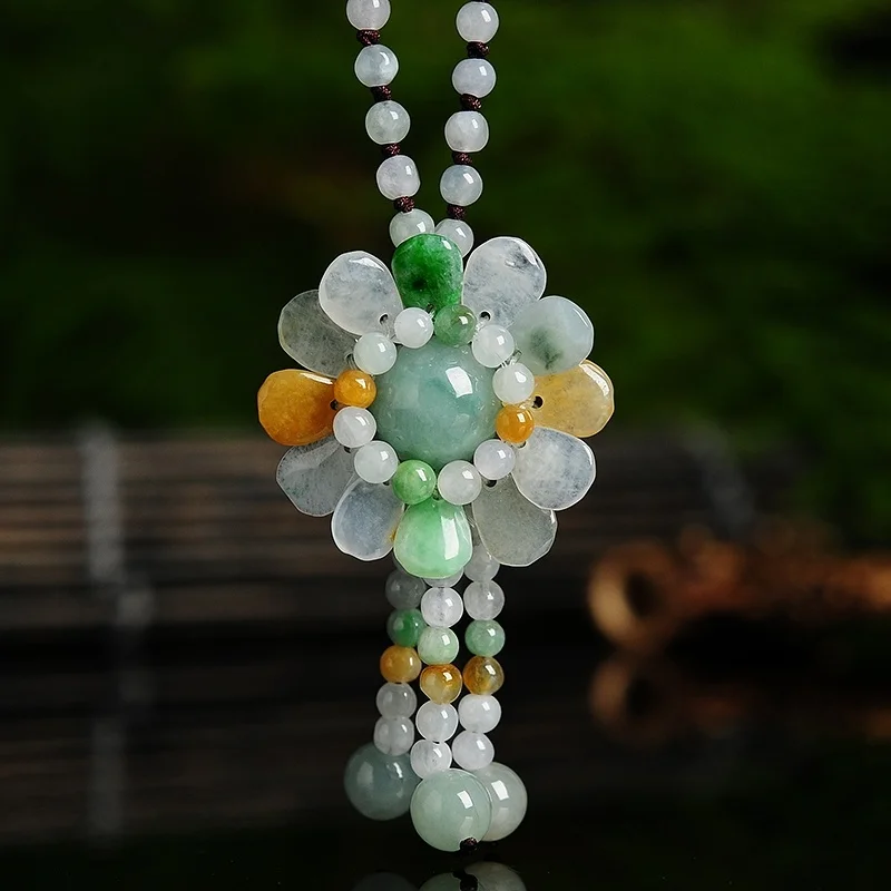 Certified Burmese Jade Sunflow - Necklace Pendant ulasan dan harga