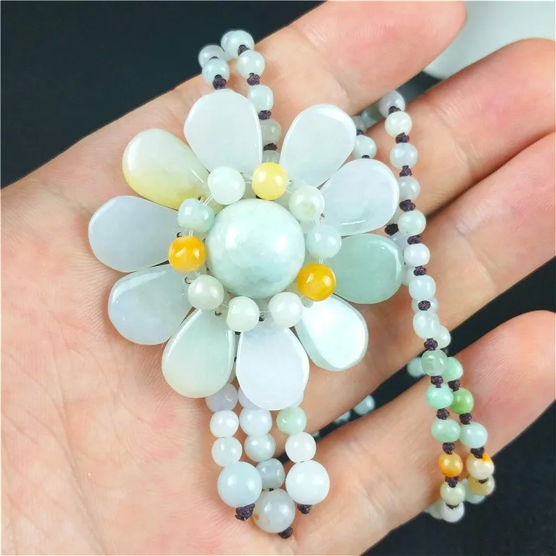 Certified Burmese Jade Sunflow - Necklace Pendant ulasan dan harga