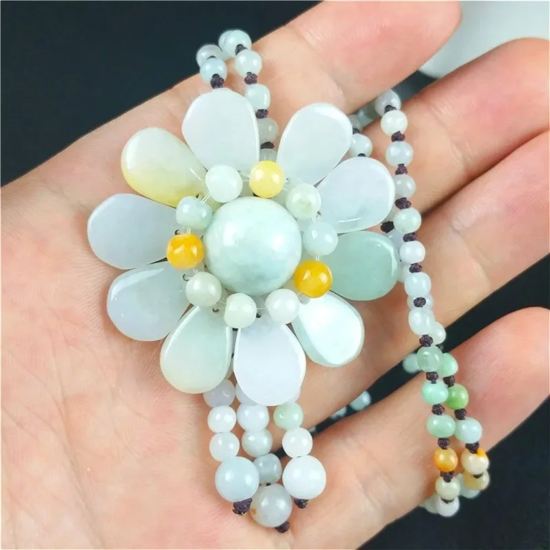 Certified Burmese Jade Sunflow - Necklace Pendant ulasan dan harga