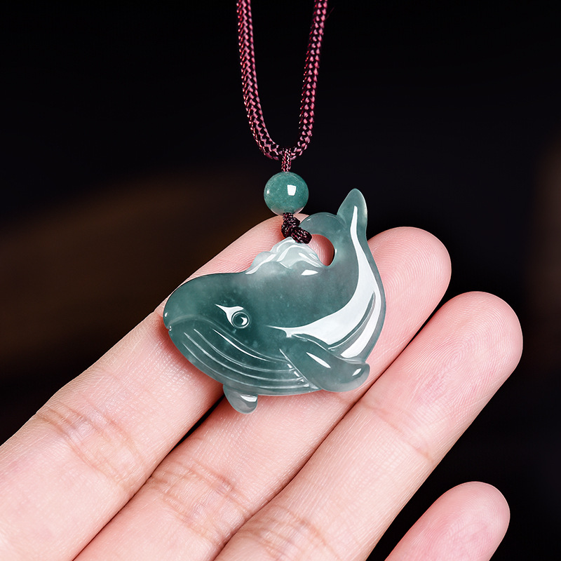 Natural Burmese Jadeite Whale  - Necklace Pendant ulasan dan harga