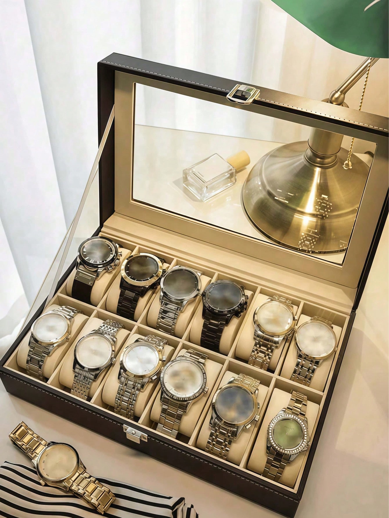Leather Watch Box with Lock, L - High Jewelry Watches ulasan dan harga