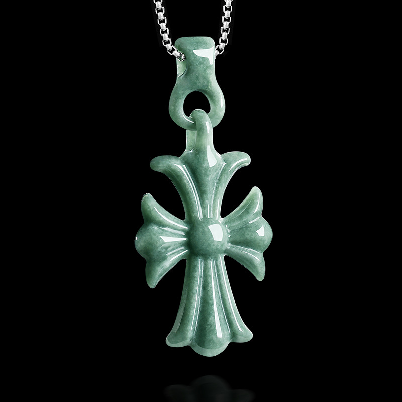Natural Burmese Jadeite Cross  - Necklace Pendant ulasan dan harga