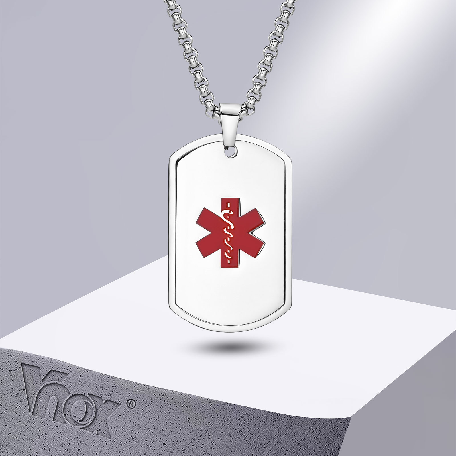 Vnox Medical Alert ID Necklace - Mens Dog Tag Necklace ulasan dan harga