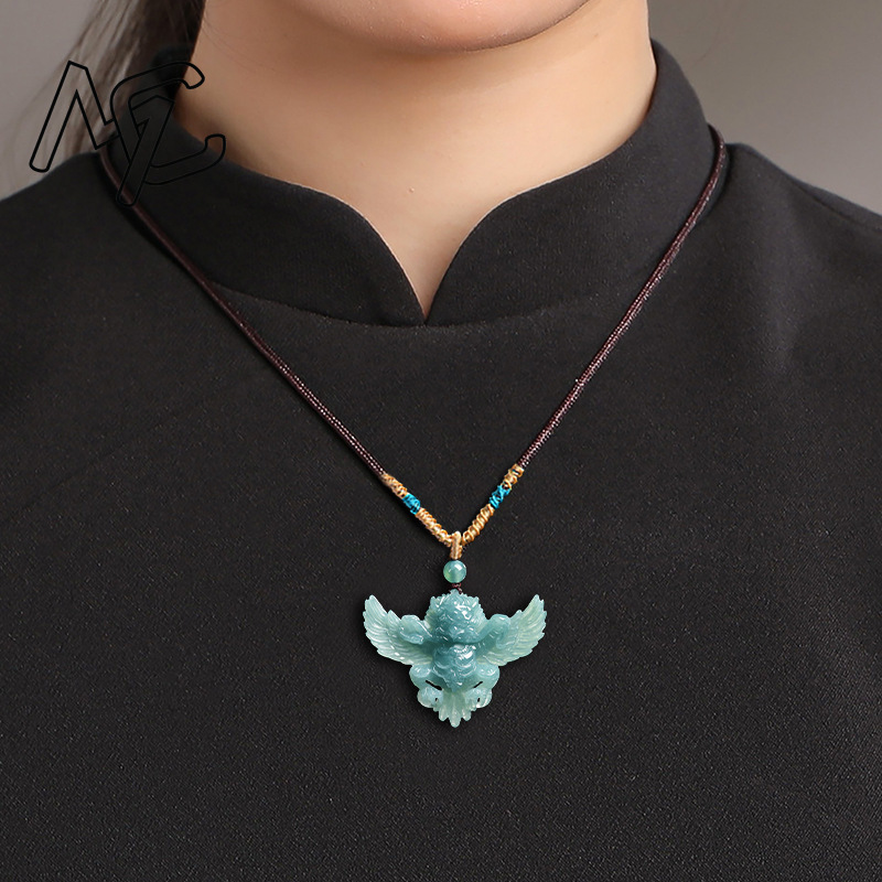 Real Natural Emerald Jade Blue - Necklace Pendant ulasan dan harga