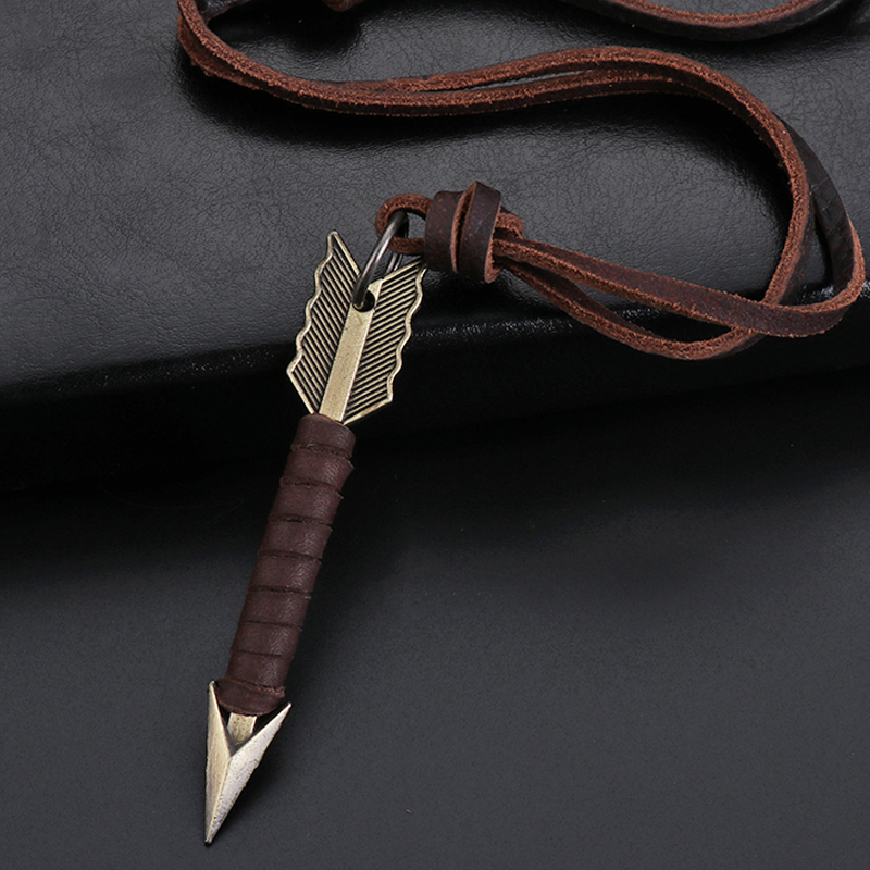 1Pc Man Handmade Vintage Leath - Mens Dog Tag Necklace ulasan dan harga