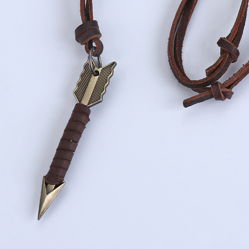 1Pc Man Handmade Vintage Leath - Mens Dog Tag Necklace ulasan dan harga