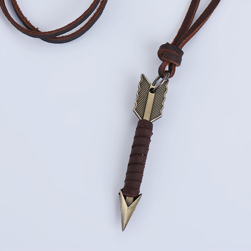 1Pc Man Handmade Vintage Leath - Mens Dog Tag Necklace ulasan dan harga