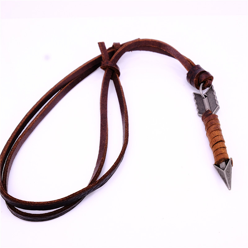 1Pc Man Handmade Vintage Leath - Mens Dog Tag Necklace ulasan dan harga