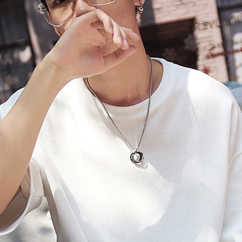 Fashion Men Necklace 3 Round R - Mens Dog Tag Necklace ulasan dan harga