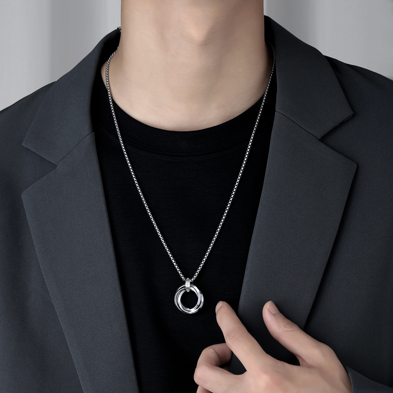 Fashion Men Necklace 3 Round R - Mens Dog Tag Necklace ulasan dan harga