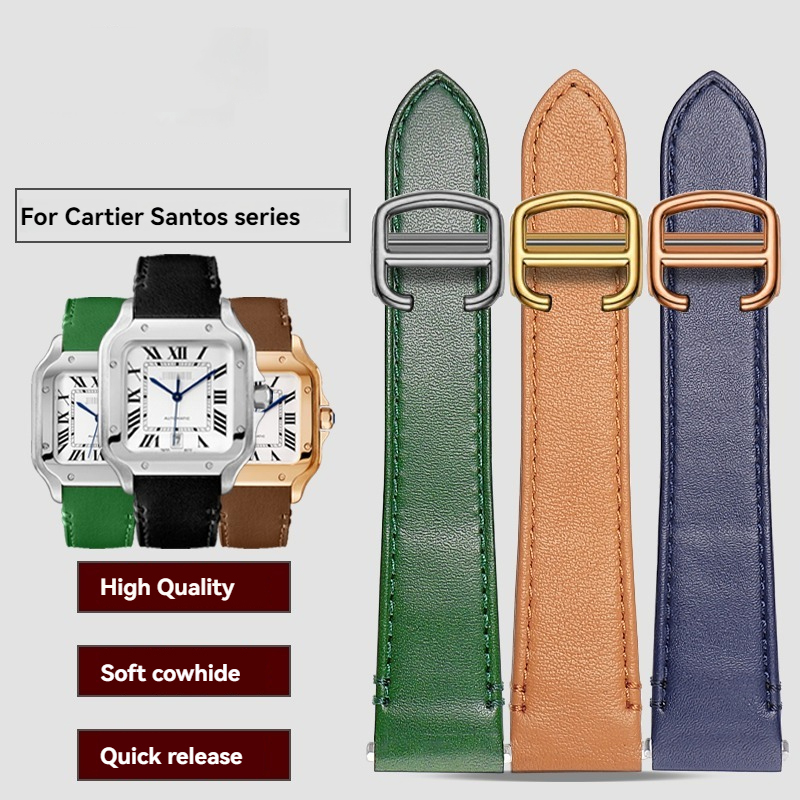 19mm 21mm Leather Watchband fo - Cartier Watch Santos ulasan dan harga