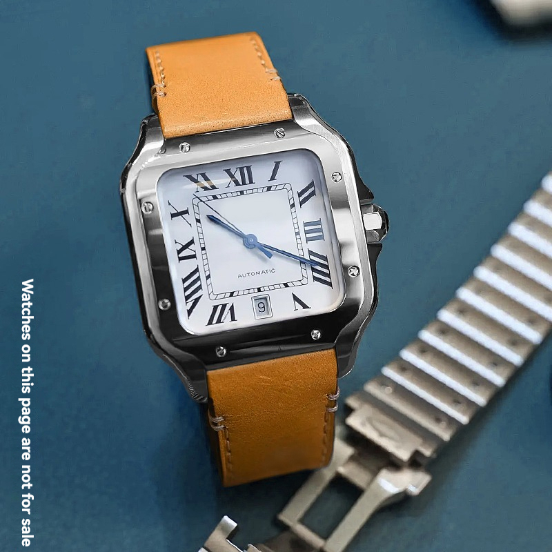 19mm 21mm Leather Watchband fo - Cartier Watch Santos ulasan dan harga