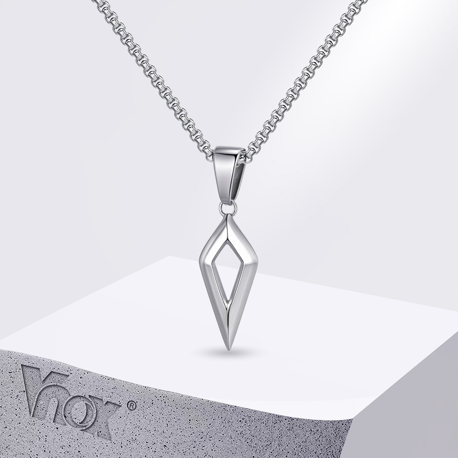 Vnox Beveled Four-pointed Star - Mens Dog Tag Necklace ulasan dan harga