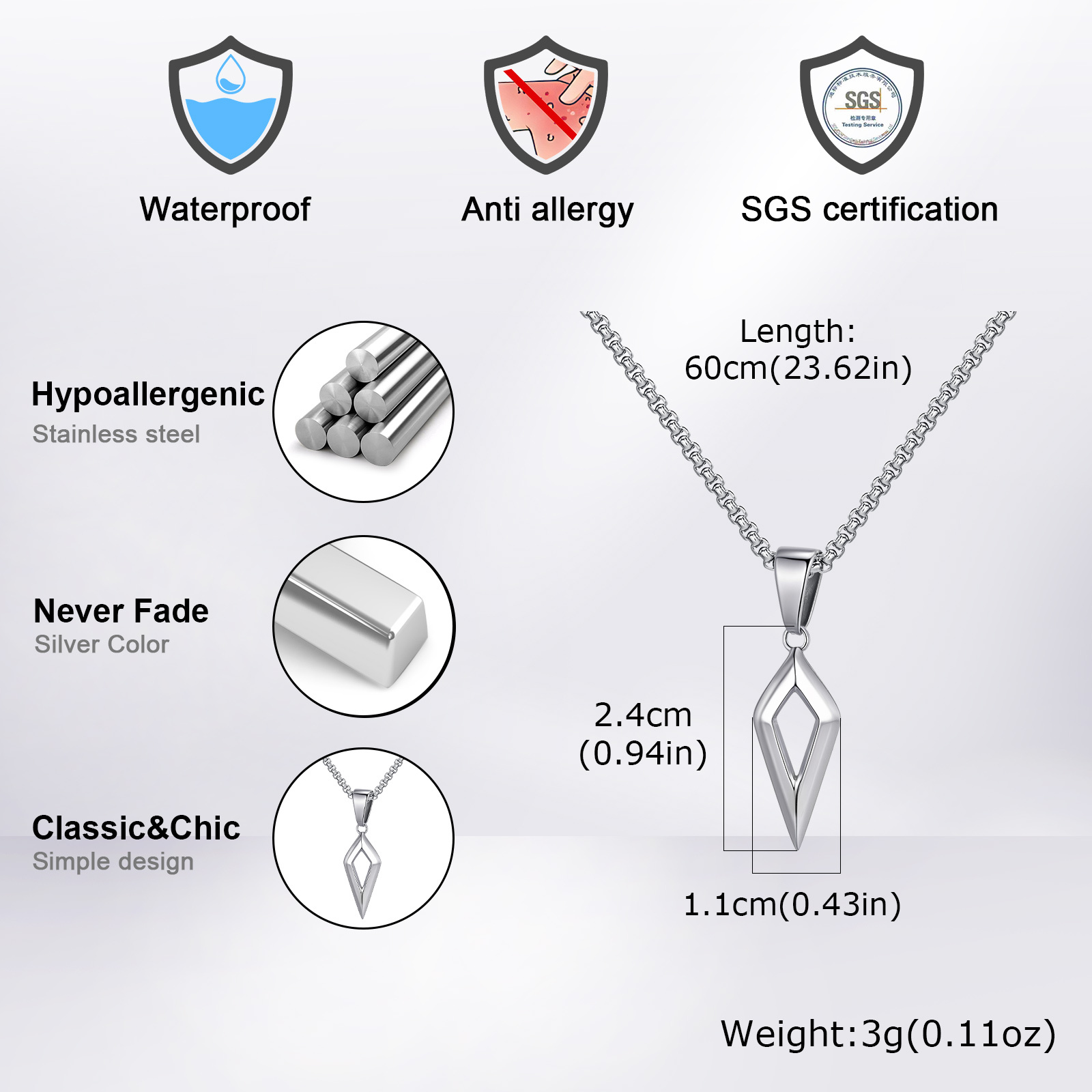 Vnox Beveled Four-pointed Star - Mens Dog Tag Necklace ulasan dan harga