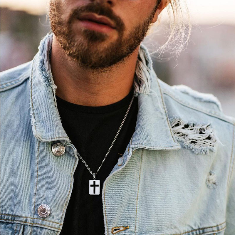 Men Necklaces, Cross Cut Out P - Mens Dog Tag Necklace ulasan dan harga