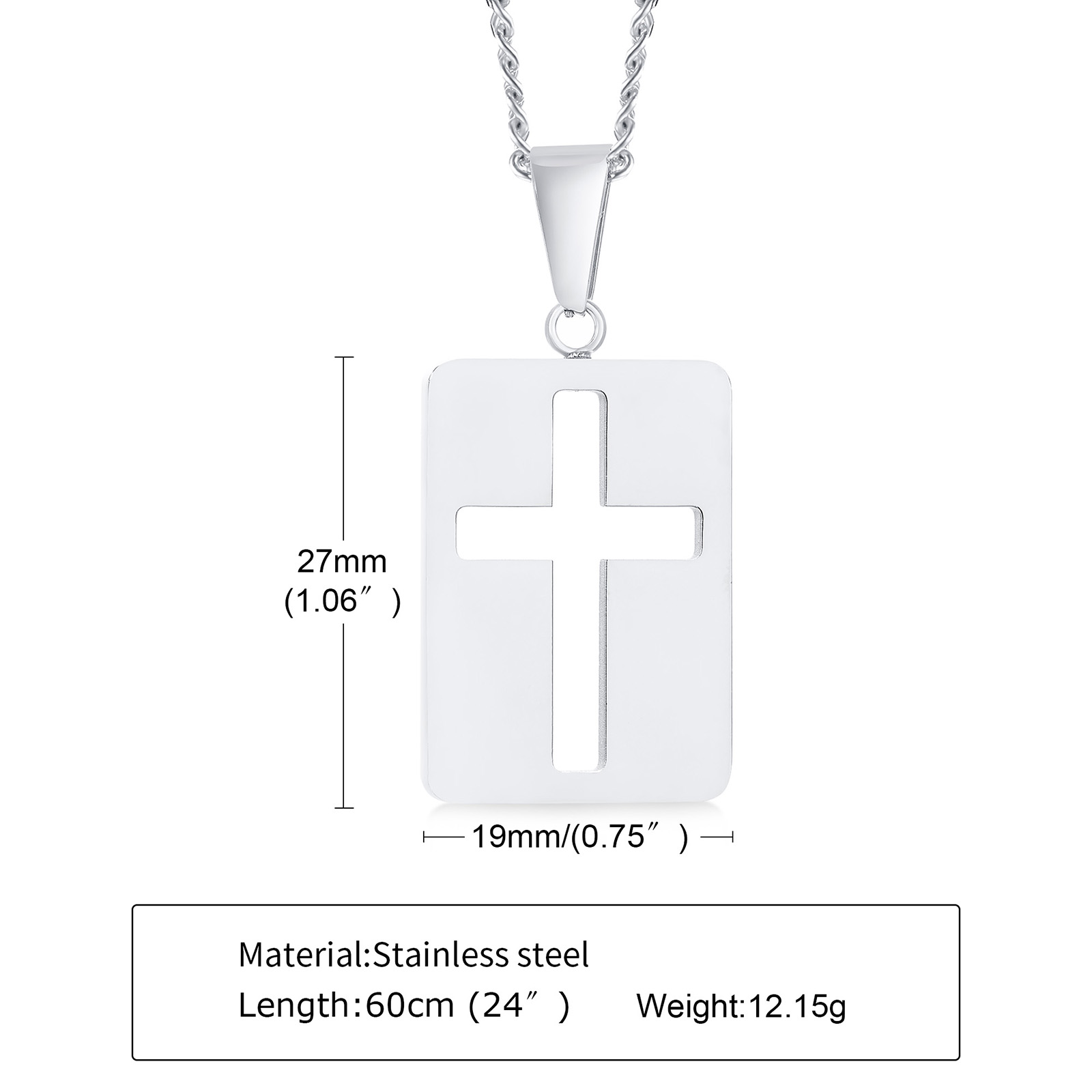 Men Necklaces, Cross Cut Out P - Mens Dog Tag Necklace ulasan dan harga