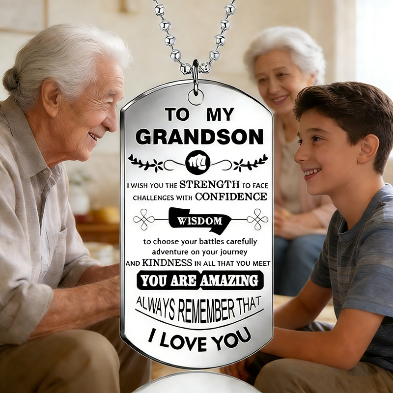 To My Grandson Inspirational N - Mens Dog Tag Necklace ulasan dan harga