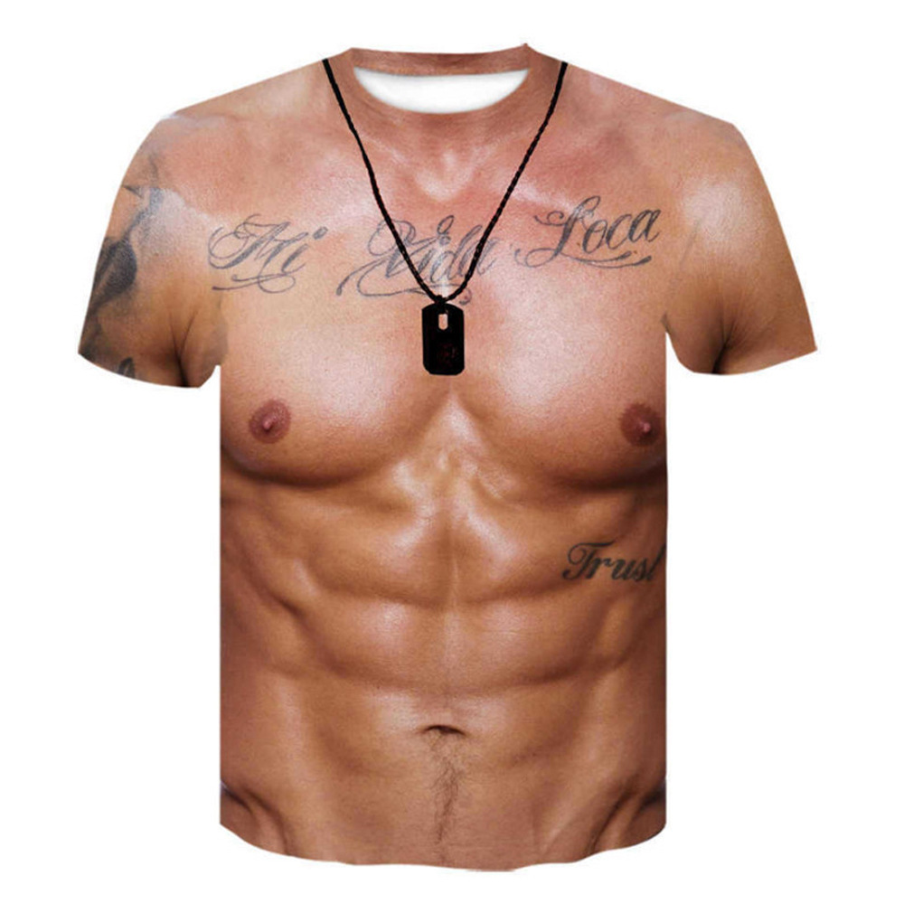 Men Funny Fake Muscle Abs 3D A - Mens Dog Tag Necklace ulasan dan harga