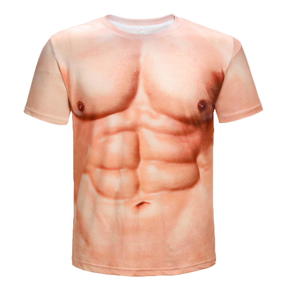 Men Funny Fake Muscle Abs 3D A - Mens Dog Tag Necklace ulasan dan harga
