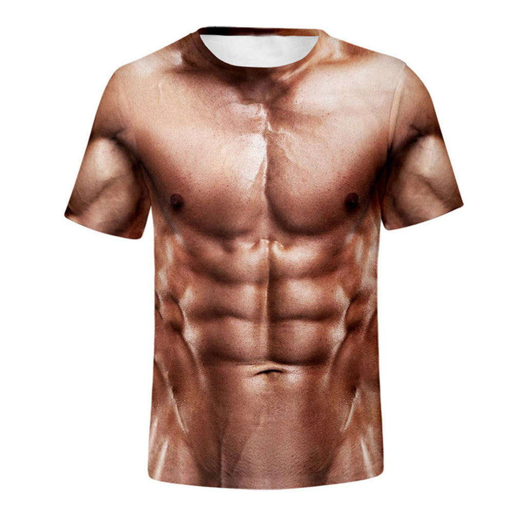 Men Funny Fake Muscle Abs 3D A - Mens Dog Tag Necklace ulasan dan harga